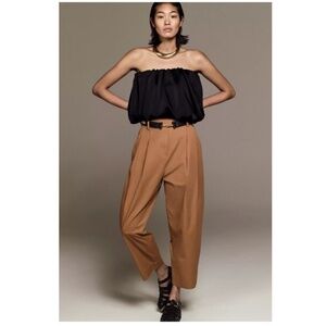 Anthropologie Exquise Barrel-Leg Chino Pants Cedar Brown